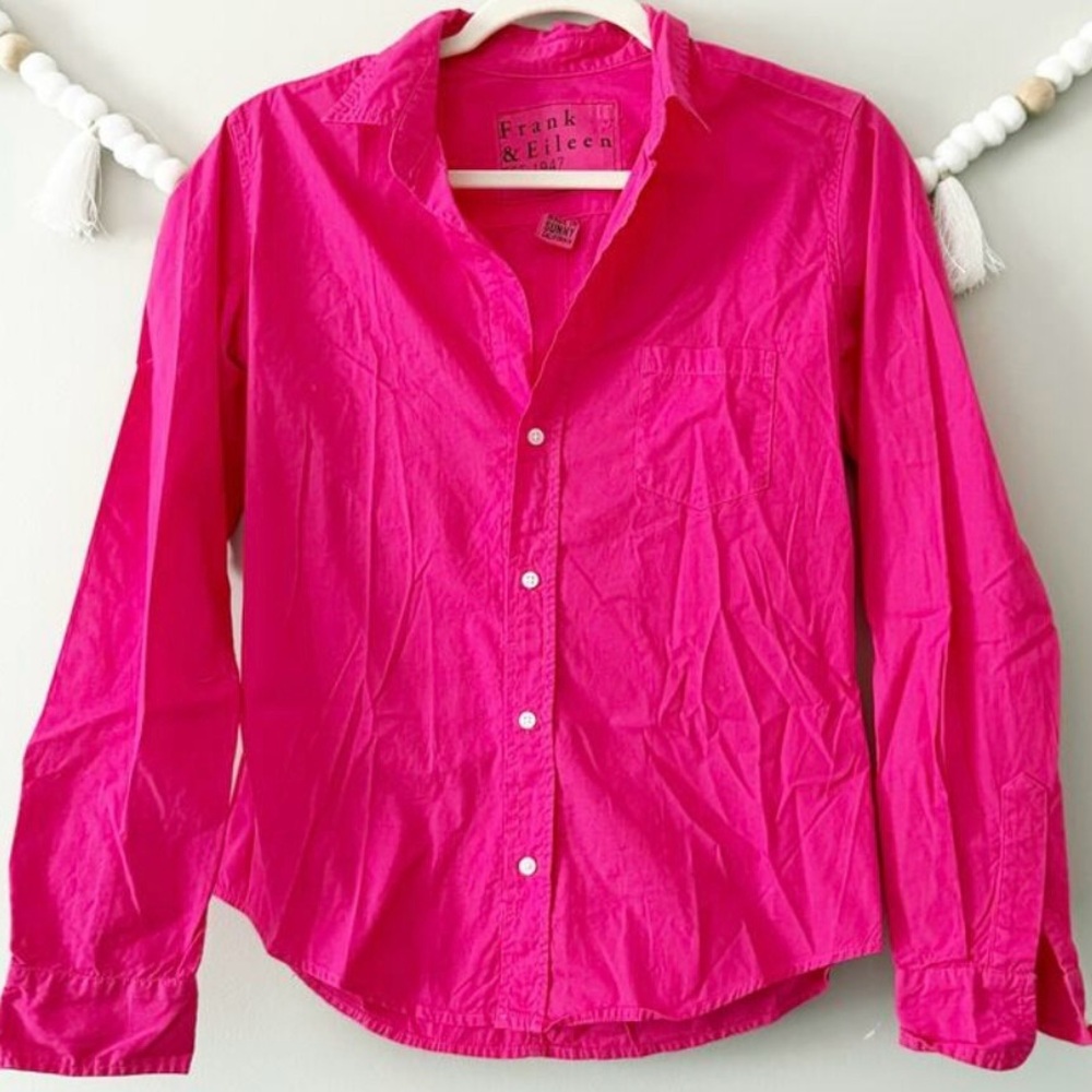 Frank & Eileen | ‘Barry’ Woven Button Down Shirt Tailored Magenta Women’s Small